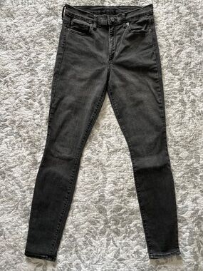 GAP Black Wash Mid-Rise Straight-Leg Skinny Jeans Stretchy Full Length Size 6